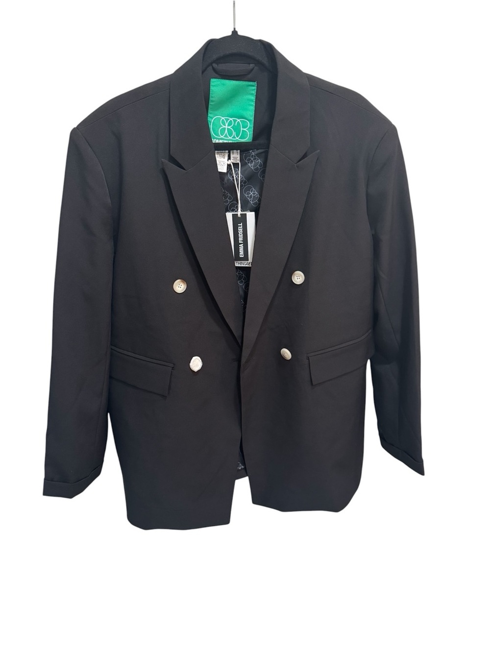 Something New X Emma Fridsell Tailored  Hotfix Logo Black Blazer Black Size 6